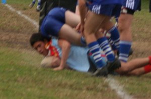 Jesse Faye dives in for a good try - De La Salle v St. John's Bosco U16A's Rnd 8 aCTioN (Photo's : ourfooty media)