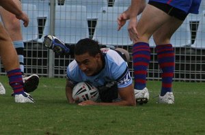 Rea Pittman scores the try - Sharks Vs Knights Rnd 2, Harold Matthew's Cup action (Photo's : ourfooty media)