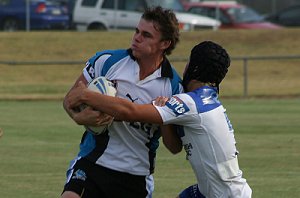 Adam Thorogood tries to break free - Bulldogs vs Sharks Matty's Cup trial game