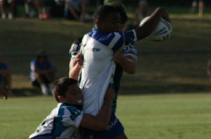 Jesse Faye hangs on for life- Bulldogs vs Sharks Matty's Cup trial game ( Photo : ourfooty media)