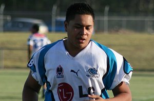 Erony Mareko takes a well earned breather in the Bulldogs vs Sharks Matty's Cup trial game