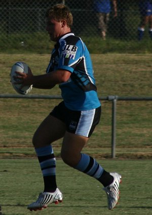 Zac Wedersweiler runs with some space in the Bulldogs vs Sharks Matty's Cup trial game