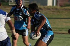 Michael Lichaa feeds the ball in the Bulldogs vs Sharks Matty's Cup trial game