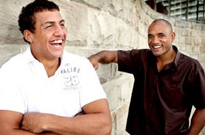 Blake Ferguson with his uncle Solomon Haumono. Photograph: Gregg Porteous / The Daily Telegraph