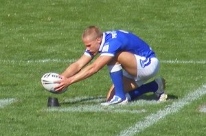 Jacob Miller lines up to convert another one of his 5 tries (Photo : ourfootyteam.com)