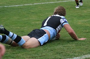 Stewart Mills flys down Shark Park - Sharks vs Tigers SG Ball Round 1 (Photo : ourfooty media) 