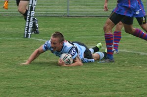 Ben Stratton dives over for a good try - Cronulla Sharks V Newcastle Knights SG Ball Rnd 2 action (Photo's : ourfooty media)