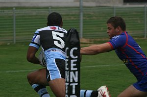Joseph Rokoqo scores a try in the corner - Cronulla Sharks V Newcastle Knights SG Ball Rnd 2 action (Photo's : ourfooty media)