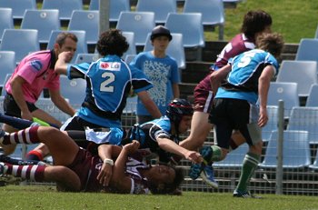 Cronulla Sharks Academy Under 13's v Burleigh BEARS action (Photo : ourfootymedia) 