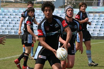 Cronulla Sharks Academy Under 15's v Group 10 JRL action (Photo : ourfootymedia) 