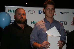 Jason Grey accepts his Players Award - Sharks Junior Rep Award night (Photo's : ourfootymedia)