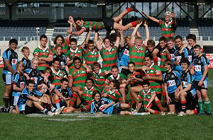 Cronulla Sharks Academy and South Sydney Junior Rabbitoh's Under 14's (Photo : OurFootyMedia) 