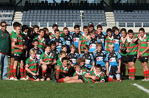 Cronulla SHARKS Academy Under 13's & South Sydney Junior Bunnies Under 13's Team (Photo : OurFootyMedia) 