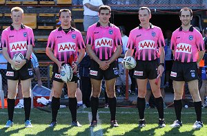 Todd Smith, Jay Farrow, Zbigniew Przekiasa-Adamski, Nathan Smith & Ryan Jackson - NSW Cup Semi Final Ref's - Newtown JETS v Cronulla SHARKS (Photo : steve monty / OurFootyMedia) 