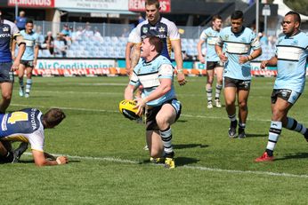 Chad McGill celebrates his 1st Sharks try - Cronulla SHARKS v Nth QLD COWBOYS Holden Cup - Rnd 25 2nd Half Action (Photo : steve monty / OurFootyMedia)
