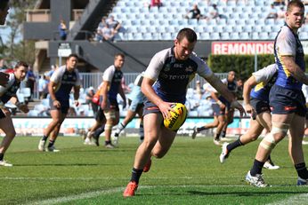 Daniel Clarke kicks the footy - Cronulla SHARKS v Nth QLD COWBOYS Holden Cup - Rnd 25 2nd Half Action (Photo : steve monty / OurFootyMedia)