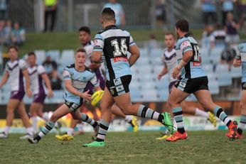 Jack Williams rans the Storm in circles in the 2nd Half The Cronulla Sharks u20s came from 6 - 34 down at half time to win 48 - 40 (photo : steve montgomery / OurFootyTeam.com) 
