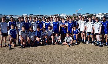 Cronulla Sharks Academy U14s and Canterbury Bankstown Bulldogs Under 14s GroupPhoto (Photo : steve montgomery / OurFootyTeam.com)