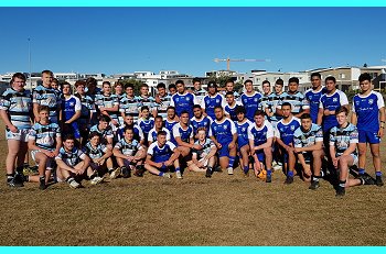 Cronulla Sharks Academy U17s and Canterbury Bankstown Bulldogs Under 17s GroupPhoto (Photo : steve montgomery / OurFootyTeam.com)