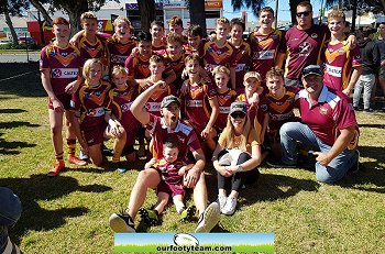 Kurnell Stingrays u14s celebrate winning the 2019 Grand Final (Photo : Steve Montgomery / OurFootyTeam.com)