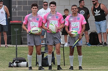 Bailey Collins, Joel Pitscheidev & Mitchell Pitscheidev Referee's - Matthew Cup TRIAL MATCH Cronulla - Sutherland Sharks V Central Coast ROOSTERS Photo : steve montgomery / OurFootyTeam.com)