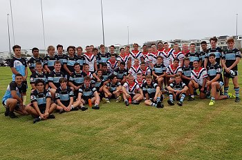 Cronulla Sharks and Central Coast ROOSTERS Harold Matthews Cup TRIAL MATCH TeamPhoto (Photo : steve montgomery / OurFootyTeam.com)