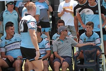 Sharks SG Ball Coach Mr. Chris O'Connell giving instructions to his players (Photo : steve montgomery / OurFootyTeam.com)