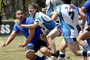 Blacktown PCYC team two (in dark blue) scored in the dying minutes to defeat Sutherland 12-10. Picture: Mike Sea 