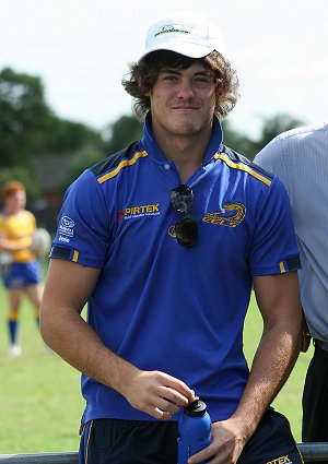 Parramatta's Pat O'Hanlon scored a try on debut in the Toyota Cup last nite looks gr8 in his brand new ourfootyteam.com cap (Photo : ourfooty media