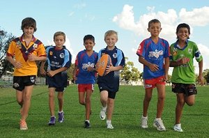 Ready for the start of the new junior league season: Kobi Wilson (St John's), Anthony Charters (South Dubbo), Bailey Ross (PCYC), Brody Ball (South Dubbo), Quincy Ross (PCYC) and Wallace Bruce (Eastridge).