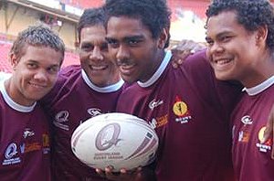 Queensland Murries celebrate after defeating NSW Koories 22 - 10