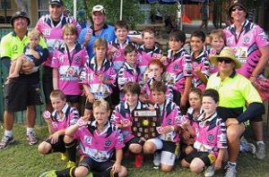 Gorden Tallis, second from left at rear, with the winning under-10 Central Gold team