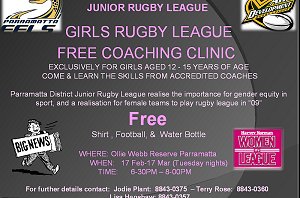 GIRLS RUGBY LEAGUE FREE COACHING CLINIC