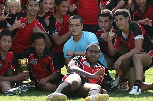 Endeavour SHS 2010 Chase Stanley Cup Champions celebrate with Chase Stanley himself. (Photo : steve montgomery / OurFootyTeam.com )