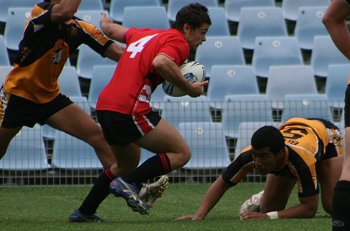 NSWCHS UNI SHIELD Grand Final Endeavour SHS v Bass HS action (Photo's : ourfootymedia)
