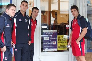 The boys find a shop promoting the game 