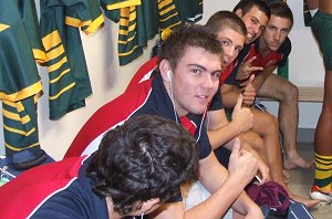 In the sheds before the game