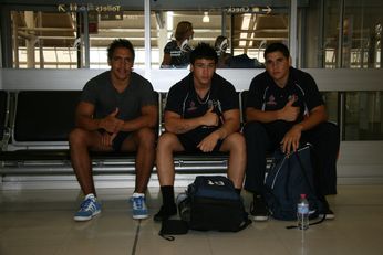 Trent Smith, Dylan Cartwright & Chris Smith at Sydney International Airport (Photo : OurFootyMedia) 