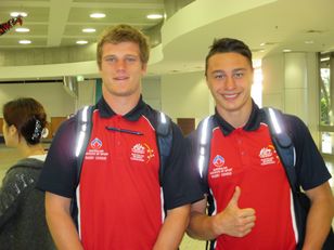 Max Elliot & Charnze Nicoll – Klokstad arrive in Sydney (Photo : Steve Monty/ OurFootyMedia) 