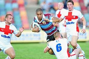 William Hopoate running aroung the Poms in the 1st Test