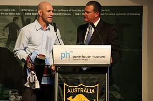 Tim Brasher talks about his days as a schoolboys with MC Tim Gilbert ( Photo's : ourfooty media ) 