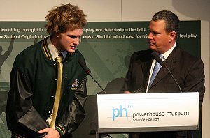 2008 ASSRL Captain Tim Auremi answers some questions from Ch 9's Tim Gilbert ( Photo's : ourfooty media ) 