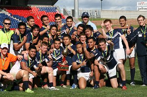 Victorian schoolboys celebrate the win in this years ASSRL Sam Davey Plate at Energy Stadium (Photo : ourfooty media)