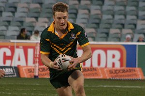 Aaron Whitechurch looking for options - Australian Schoolboys v GBC YOUNG LIONS 1st Test ACTION (Photo's : ourfootymedia)