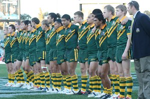 The AUSTRALIAN SCHOOLBOYS line up - ASSRL & GBCL FIRST TEST 2009(Photo's : steve montgomery / ourfooty media)