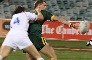 Cheyse Blair with a flick pass - Australian Schoolboys v GBC YOUNG LIONS 1st Test ACTION (Photo's : ourfootymedia)