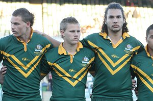 Cheyse Blair, Jacob Miller (Matraville SHS) & Ryan James (PBC) ASSRL & GBCL FIRST TEST 2009 (Photo's : steve montgomery / ourfooty media)