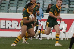PJ Asiata on the fly - Australian Schoolboys v GBC YOUNG LIONS 1st Test ACTION (Photo's : ourfootymedia) 
