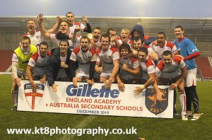 The England Academy boys celebrate a rare win of the Aussies (PHoto : KT8 Photography)