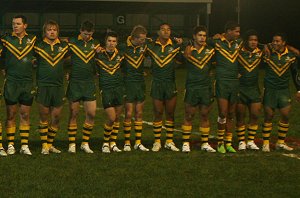 Australian Schoolboys line up to sing ADVANCE AUSTRALIA FAIR